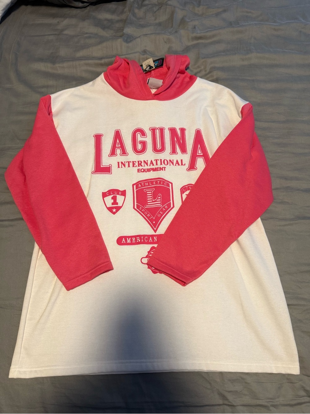 Laguna Colorblock Hooded Pullover - Pink & White XL NWT